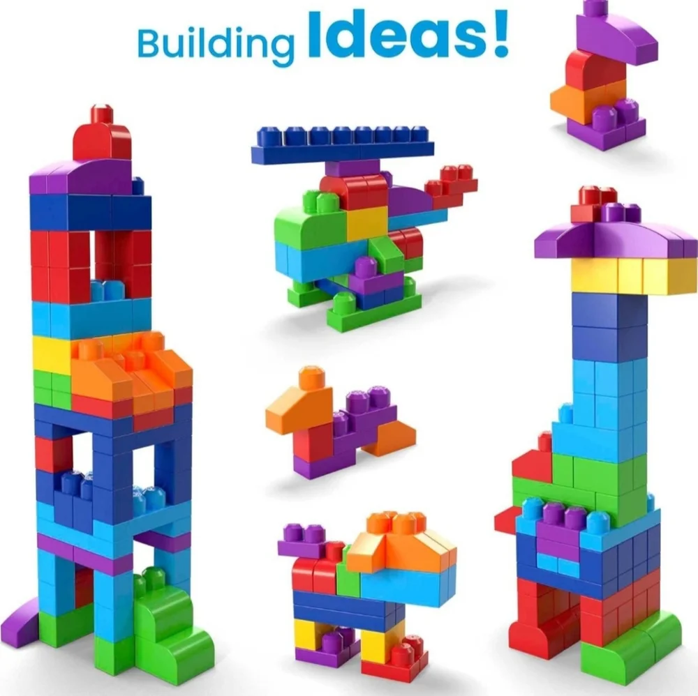 NEW MEGA BLOKS First Builders Toddler Blocks Toys Set, Big Building Bag 80 Piece